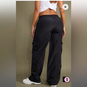 Black wide leg cargo pants